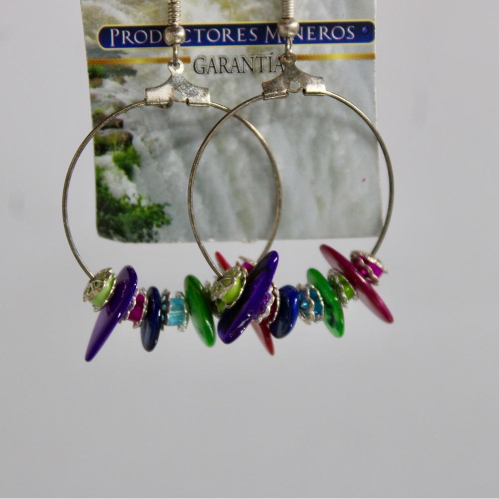 Colorful Beaded Hoop Earrings. From Argentina